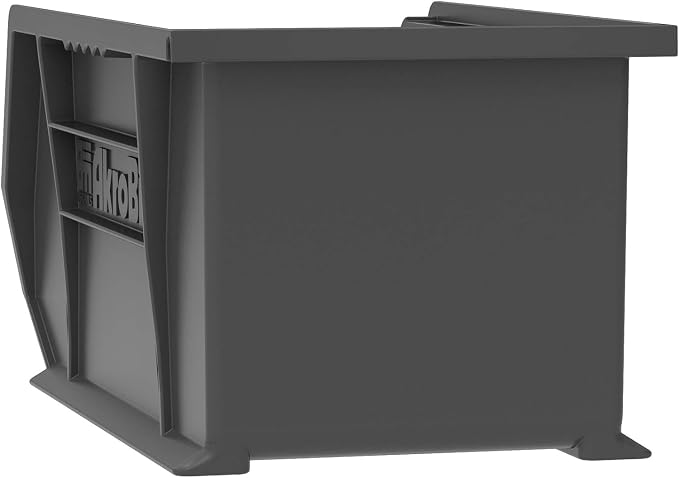 Akro-Mils 30240 AkroBins Plastic Storage Bins, 15"x8"x7", Black, 12-Pack | Space-Saving Stackable Bins for Garage, Pantry, Craft Organization