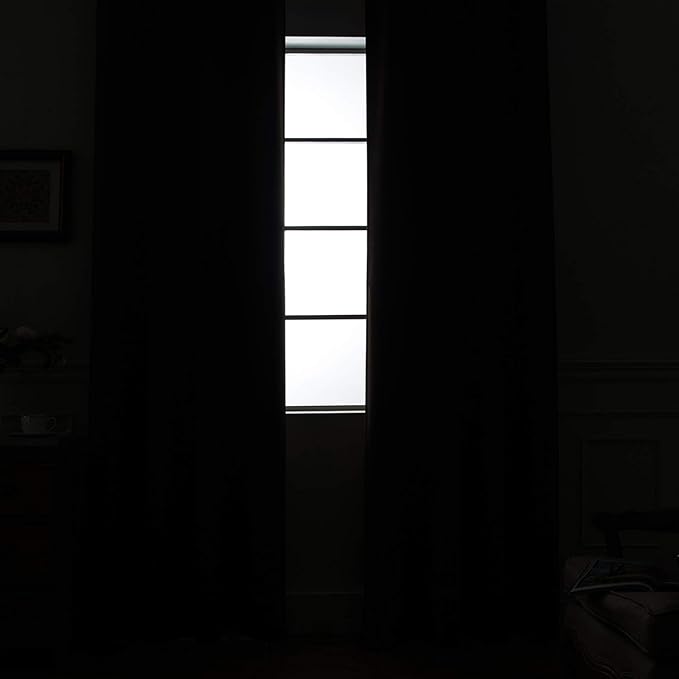 Yakamok Room Darkening Grommet Window Drapes Thermal Insulated Light Blocking Blackout Curtains for Bedroom(Black,38Wx36L,2 Panels)