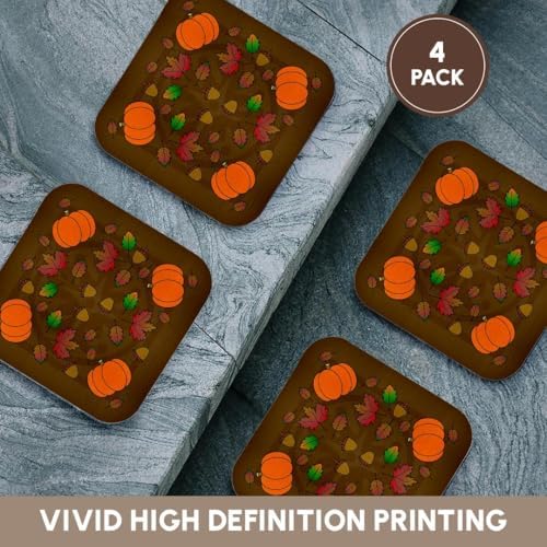 3dRose Thanksgiving Print Fall Leaves, Acorns Set of 4 Coasters - Soft - Image 6