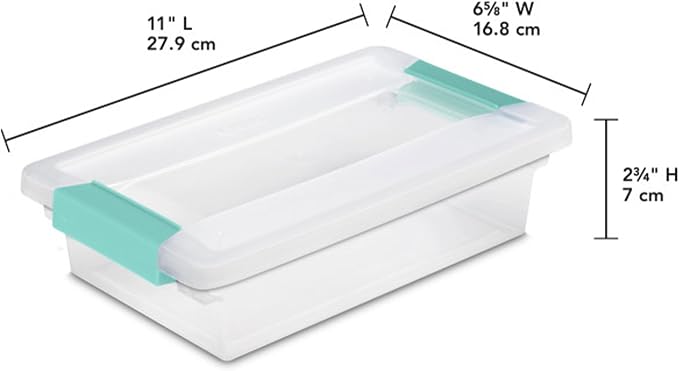 Sterilite Small Clip Box, Stackable Small Storage Bin with Latching Lid, Plastic Container to Organize Office, Crafts, Clear Base and Lid, (Pack of 6) | Storage Containers with Latching Lids for Writing, Arts or Crafts Supplies - Home, Office, Classroo...