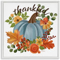 Autumnal Thankful Pumpkin Floral, 17 x 17 Inch Framed Giclée Print by StupellIndustries