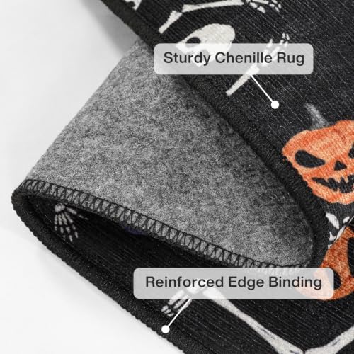 Tribesigns Washable 3x5 Halloween Rug for Entryway, Non-Slip Black Skeleton Kitchen Rugs, Ultra Thin Gothic Floor Carpet for Front Door Bathroom Living Room Kids Bedroom Decor, Black/3x5 - Image 4