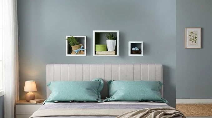 MELANNCO Floating Square Cube Shelves, for Bedroom, Living Room, Bathroom, Kitchen, Nursery, Set of 3, White, 3 Count