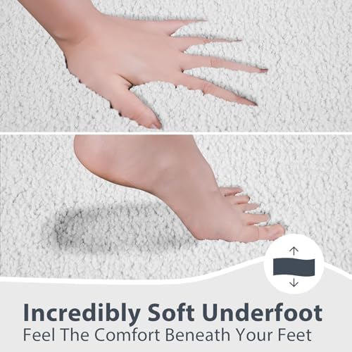 anllugs Bathroom Rugs U-Shaped, 20" x 24" Soft Bath Rugs, White