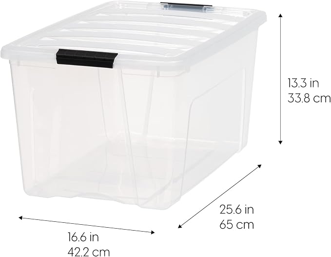 IRIS USA 2-Pack 72 Quart Storage Bins with Lids | Transparent design makes contents easy to find. Perfect for moving, blankets, clothing, and garage storage. Nestable design