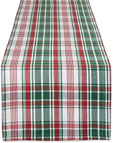 DII Yuletide Plaid Christmas Collection Holiday Dining Table Linen, Table Runner, 14x108, Forest Green & Maroon by DII