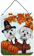 Caroline's Treasures PPP3235DS1216 Westie Thanksgiving Pilgrims Wall or Door Hanging Prints Aluminum Metal Sign Kitchen Wall Bar Bathroom Plaque Home Decor Front Door Plaque, 12x16, Multicolor by CarolinesTreasures