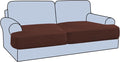 H.VERSAILTEX Stretch 2 Piece T Cushion Sofa Slipcovers Individually Sofa Cushion Covers for 2 Cushion Couch Sofa Seat Cushion Covers with Elastic Bands Featuring Thicker Jacquard Fabric, Burnt Brick
