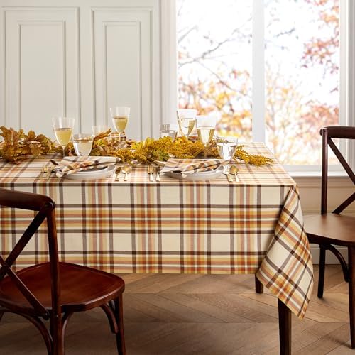 Threadmade Russet Harvest Woven Plaid Tablecloth, Multicolor - 52"W x 70"L - Image 2