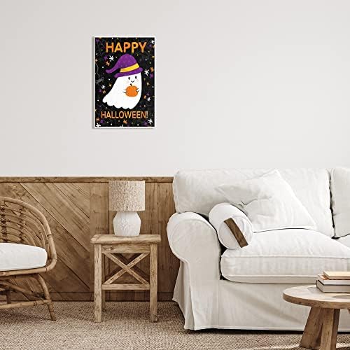 Happy Halloween Ghost Pattern, 13 x 19 Inch Mounted Print on Wall Plaque
