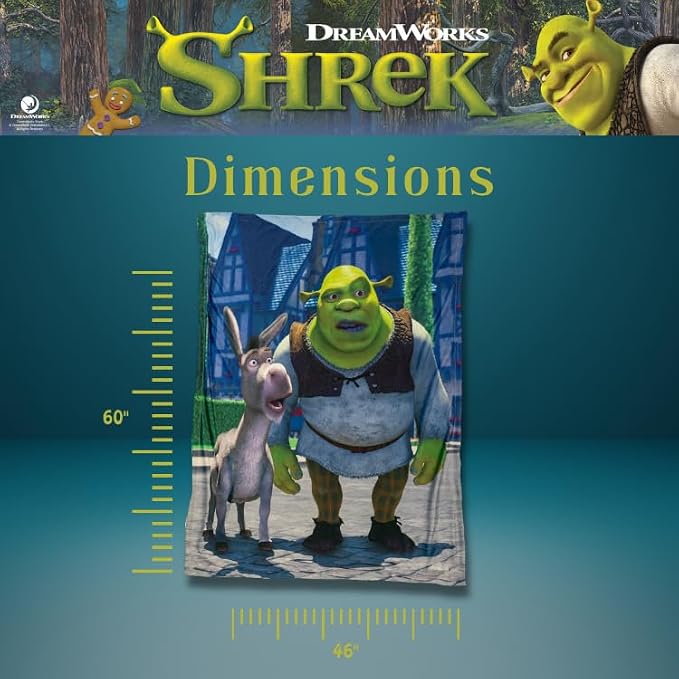 Collectibles Shrek Donkey Bedding Super Soft Micro Raschel Throw, 46 in x 60 in, (Officially Licensed Product) by Franco