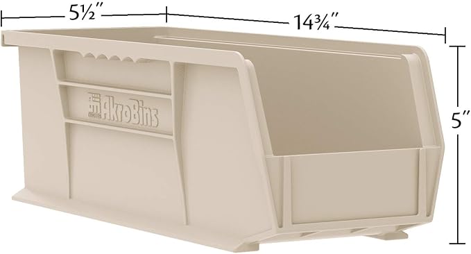 Akro-Mils 30234 AkroBins Plastic Storage Bins, 15"x5"x5", Red, 12-Pack | Space-Saving Stackable Bins for Garage, Pantry, Craft Organization