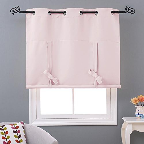 NICETOWN Blackout Valances Window Shades - Blackout Short Roman Tie Up Balloon Shades Curtain for Kitchen/Bathroom/Nursery Window (Lavender/Baby Pink, Grommet Top Panel, 46 inches W x 63 inches L) - Image 3