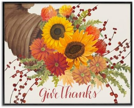 Autumn Cornucopia Thanksgiving Gratitude, 24 x 30 Inch Framed Giclée Print by StupellIndustries