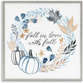 Blue Autumn Foliage Wreath, 17 x 17 Inch Framed Giclée Print by StupellIndustries