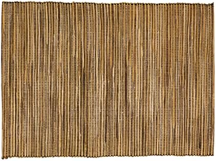 SARO LIFESTYLE Shimmering Woven Nubby Placemats (Set of 4) - Textured Water Hyacinth Placemats with Sparkling Metallic Threads for Dining Tables, Everyday Entertaining and Home Décor, 14"x20", Gold by SaroLifestyle