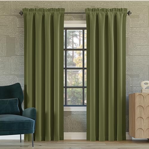 Sun Zero Oslo Theater Grade Extreme 100% Blackout Rod Pocket Curtain Panel, 52" x 84", Sage Green