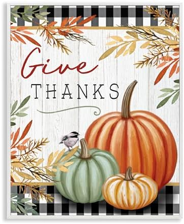 Thanksgiving Gingham Pumpkin, 16 x 20 Inch Framed Giclée Print by StupellIndustries