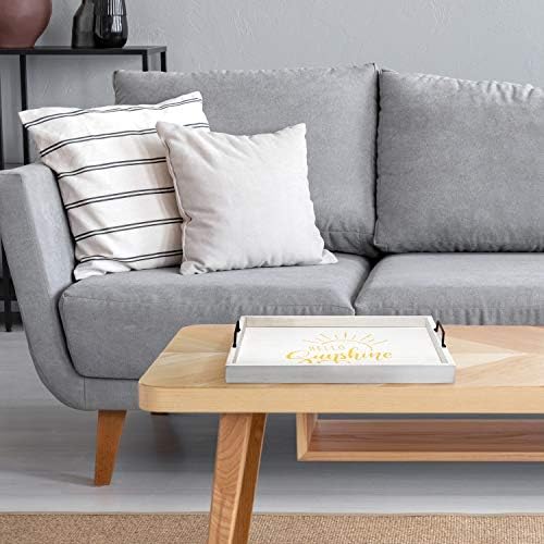 Elegant Designs HG2000-WHS Yellow Sun Decorative Wood Serving Tray w/Handles,15.50" x 12", White Wash Hello Sunshine - Image 5
