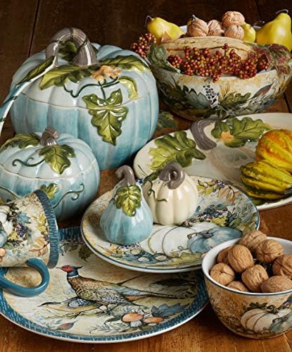 Harvest Gatherings 11" Ceramic Dinner Plates, Set of 4 – Autumn Wildlife Pheasant Theme – Rustic Farmhouse Tableware for Thanksgiving, Fall Dinners, Holiday Meals, and Nature-Inspired Entertaining - Image 6