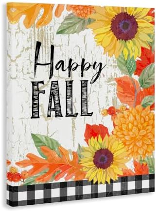 Stupell Industries Happy Fall Plaid Sunflower, 24 x 30 Inch Canvas Wall Art - Image 2