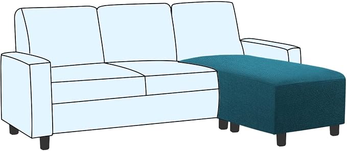 H.VERSAILTEX Ottoman and Sofa Seat Cushion Combined Cover Slipcover Rectangle Sofa Slipcover Fit Length 56'-75' Suitable for L Shaped Seat Cushion Cover or Chaise Part Cover Stretch Thick - Deep Teal