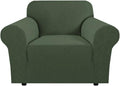 H.VERSAILTEX High Stretch Couch Cover 1-Piece Rich Jacquard Chair Covers for Living Room Armchair Spandex Fabric Sofa Cover for Dogs Stay in Place Machine Washable (Armchair 31"-40", Bronze Green)
