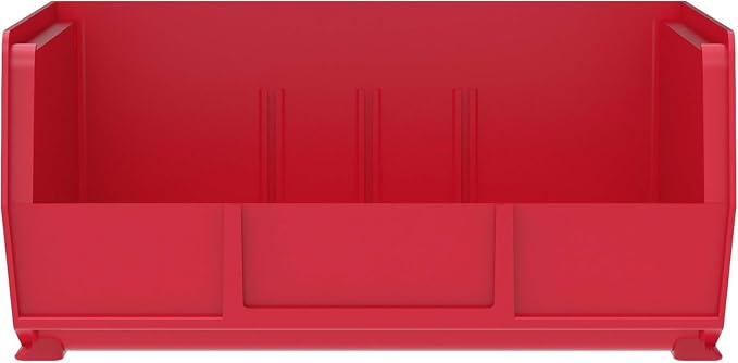 Akro-Mils 30235 AkroBins Plastic Storage Bins, 11"x11"x5", Red, 6-Pack | Space-Saving Stackable Bins for Garage, Pantry, Craft Organization
