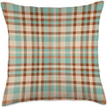 Orange green olive Halloween plaid harvest thankful season Throw Pillow by Unknown