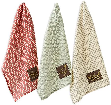 DII Thanksgiving Fall Kitchen Towels Collection Decorative Embellished Dish Towel Set, 18x28, Rustic Fall, 3 Count by DII