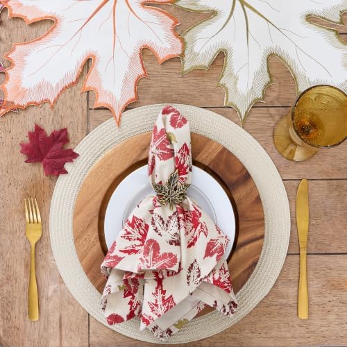 DII Decorative Maple Leaf Metal Napkin Rings, Gold, Set of 6 - Image 3
