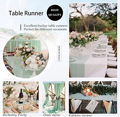 Light Green Burlap Table Runner 2 Packs Rustic Farmhouse Fabric 13x108 Inch - Image 5