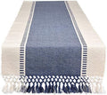 DII Dobby Stripe Table Runner, 13x72, French Blue & Cream Background by DII
