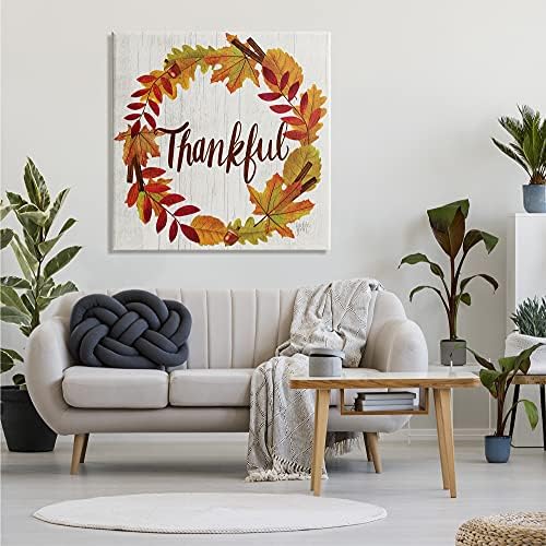 Stupell Industries Autumn Tree Leaf Wreath Thankful Sentiment Home Sign - Image 2