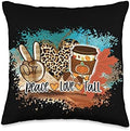 PEACE LOVE FALLPUMPKING SPICE FALL THANKSGIVING LEPARD Throw Pillow by Unknown