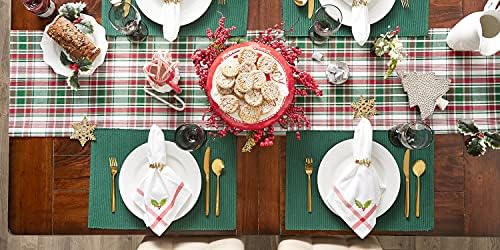 DII Yuletide Plaid Christmas Collection Holiday Dining Table Linen, Table Runner, 14x108, Forest Green & Maroon - Image 6