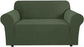 H.VERSAILTEX Stretch Couch Cover Loveseat Covers for 2 Cushion Couch Slipcover|Sofa Cover for Love seat 1 Piece, Textured Checked Jacquard Fabric(Loveseat 58'-70' Wide, Bronze Green)