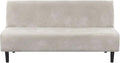H.VERSAILTEX Real Velvet Futon Cover Armless Sofa Covers Sofa Bed Covers Stretch Futon Couch Cover Sofa Slipcover Furniture Protector Thick Soft Cozy Velvet Fabric Form Fitted Stay in Place, Oatmeal