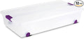 Sterilite 12-Pack ClearView Latch Box, Wheeled Underbed Organizer Bins for Home, 60 Quart | Clear Plastic Organizer Bins with Color Accent Latches and Wheels for Closet, Home Bedroom and Dorm Room