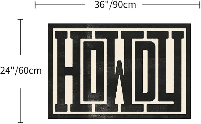 GUBIYU Funny Black Beige Preppy Howdy Door Mat Welcome Rug,23.6"x35.4" Decorative Home Indoor Front Porch Door Mat,Black Trendy Stuff Howdy Preppy Room Boys Room College Dorm Welcome Mat Decor