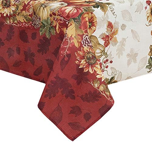 Elrene Home Fashions Swaying Leaves Bordered Fall, Seasonal and Holiday Tablecloth, 60" x 120" Oblong/Rectangle, Multi by ElreneHomeFashions