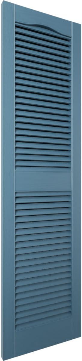Ekena Millwork Lifetime Vinyl LL1S14X02500CB Standard Cathedral Top Center Mullion, Open Louver Vinyl Shutters, w/Installation Shutter-Lok's & Matching Screws (Per Pair), 14 1/2"W x 25"H, Classic Blue