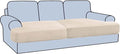 H.VERSAILTEX Stretch 2 Piece T Cushion Sofa Slipcovers Individually Sofa Cushion Covers for 2 Cushion Couch Sofa Seat Cushion Covers with Elastic Bands Featuring Thicker Jacquard Fabric, Natural