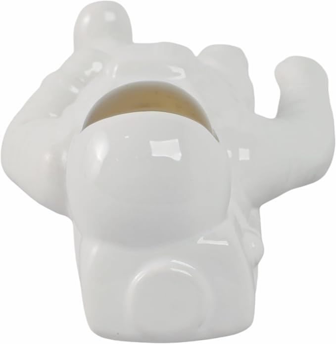 Ceramic Astronaut Statue Figurine for Home Decor - Decorative Sculpture for Bathroom, Office, and Living Room - Modern Ornaments for Shelf, Desk, and Coffee Table Accent - 11", White
