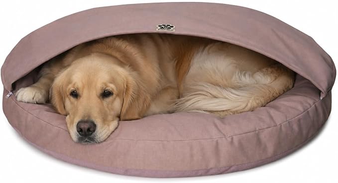 2-in-1 Human & Pet Shared Round Sofa Dog Bed with High Resilience Foam, Modern Neutral Tone Indoor Pet Furniture(Brown)