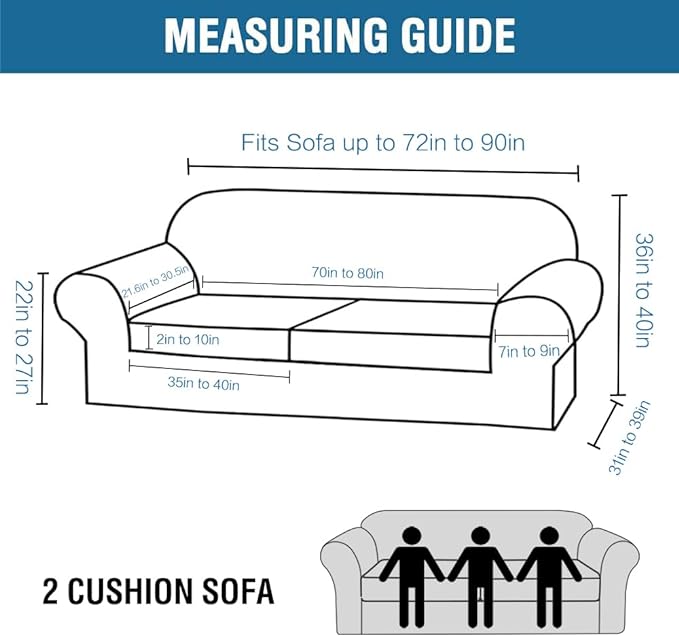 H.VERSAILTEX Real Velvet Plush 3 Piece Stretch Sofa Covers Couch Covers for 2 Cushion Couch Sofa Slipcovers Width Up to 90 Inch Feature Thick Soft Stay in Place (Large Sofa, Brown)