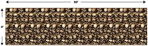 Beistle Catacombs Backdrop Wall Decorations – 2 Realistic Skull and Bone Printed Plastic Wall Coverings, Halloween Haunted House Party Décor Indoor Spooky Scene Background Display, 4 Ft x 30 Ft Each