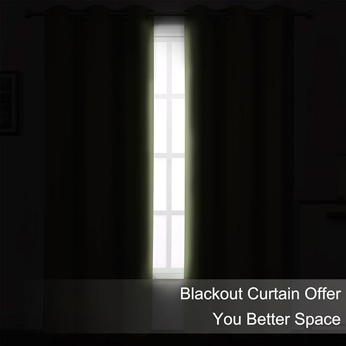LEMOMO Sage Green Thermal Blackout Curtains/42 x 95 Inch/Set of 2 Panels Room Darkening Curtains for Bedroom
