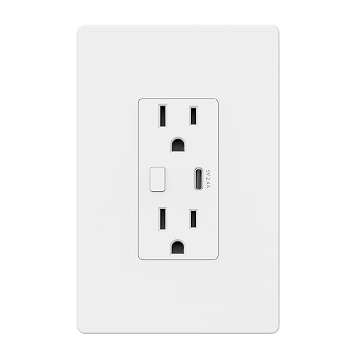 BN-LINK Smart Electrical Outlet with 2 Controlled Plugs and Type-C Charging, in-Wall Smart Wi-Fi Outlet with Voice and APP Remote Control, Compatible with Alexa and Google Assistant, 2.4GHz Wi-Fi Only