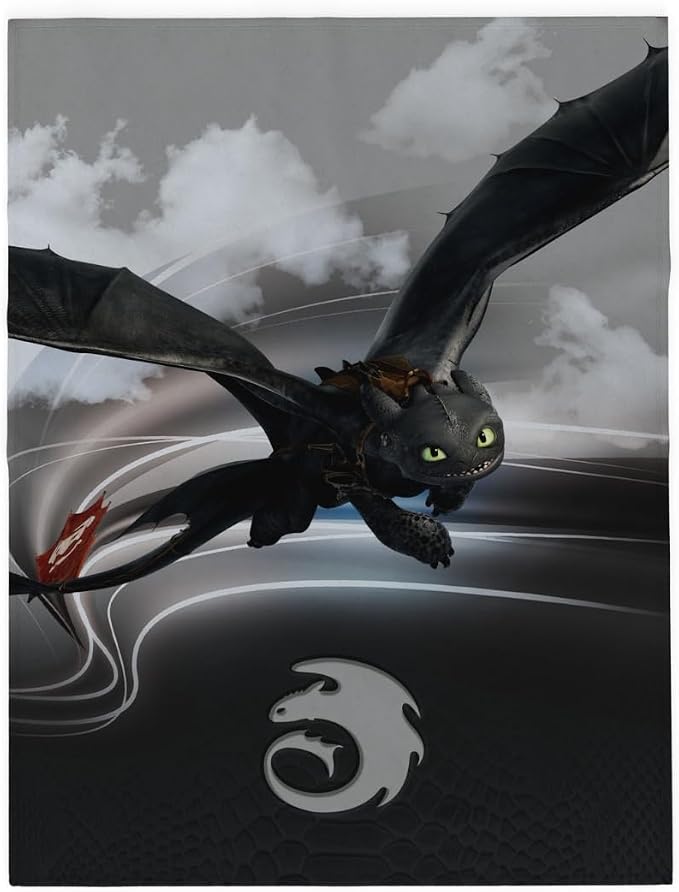 How to Train Your Dragon Toothless Kids Bedding Super Soft Plush Cozy Throw, 46 in x 60 in, (Officially Licensed Product) By Franco